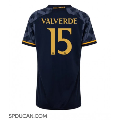 Zenski Nogometni Dres Real Madrid Federico Valverde #15 Gostujuci 2023-24 Kratak Rukav